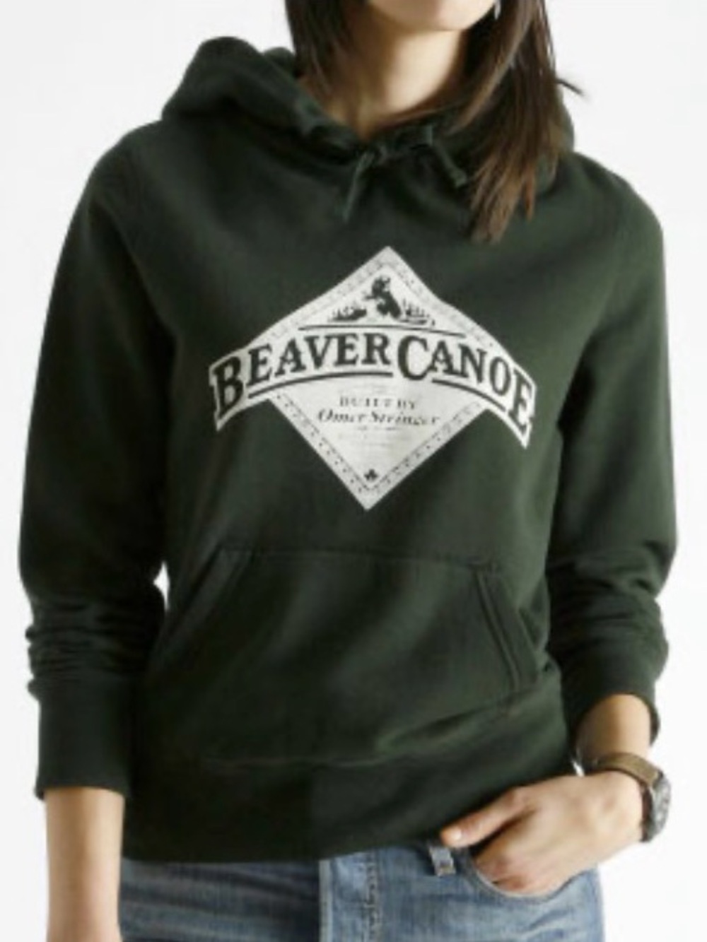 Roots Beaver Canoe Pull Over Hoody, Park Green, Size M